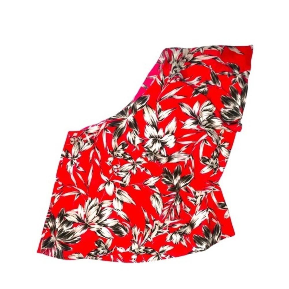 Banana Republic One Shoulder Flowy Floral Top Red With Tropical Flowers Size XS